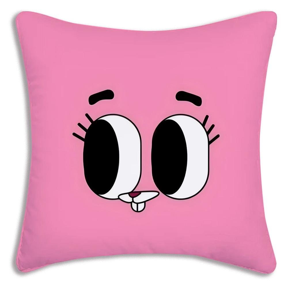 Animation Amazing World Gumball Pillow Covers Cartoon Sofa Decorative Home Double-Sided Printing Short Plush Cute Cushion Cover