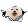 13cm X 6cm 1 Pcs Cute Maltese Car Sticker Pet Dog Car Decoration Torn Metal Decal Reflective Sticker Waterproof Car Styling