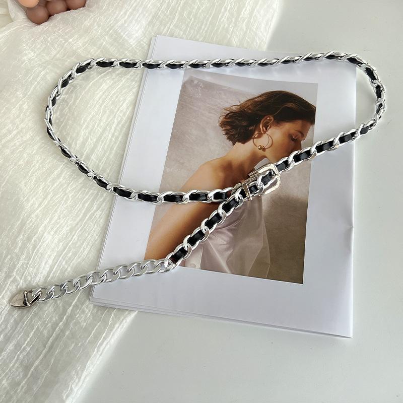 

Metal Womens Fashionforward Woven Waist Chain Ideal Accessory For Dresses Styles And Silver Black