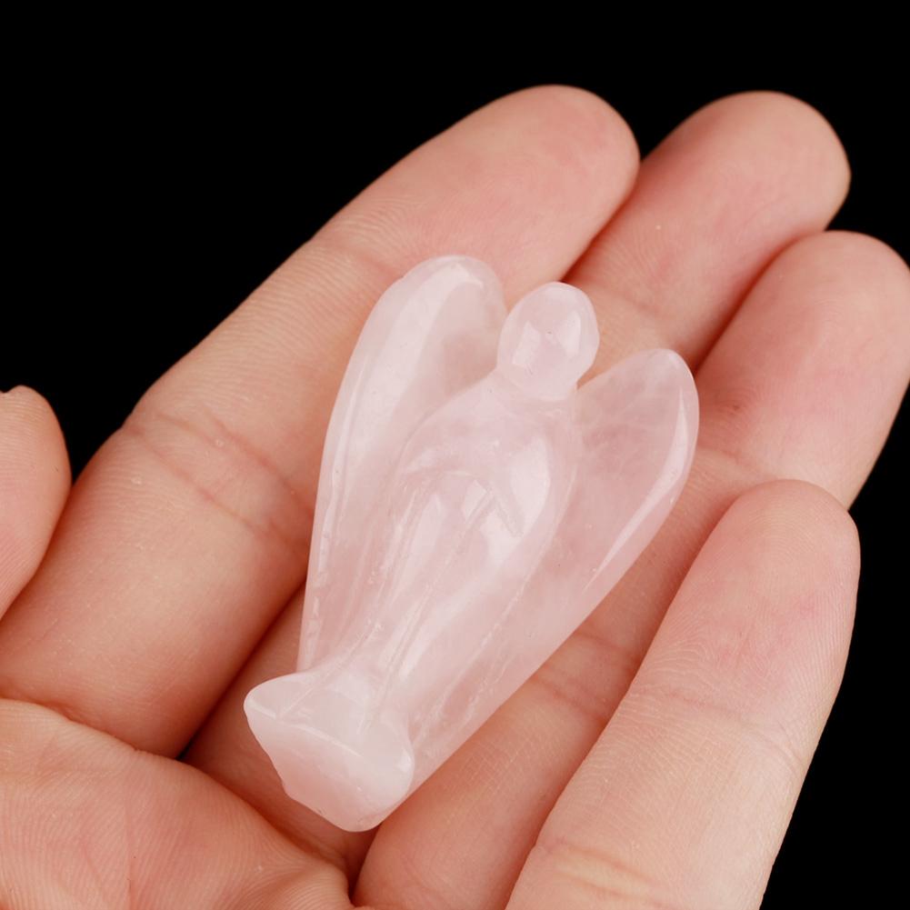 Pink   Quartz Carved Angel Decoration Healing Stone Gemstone Decor, Perfect Gift for Family Friends
