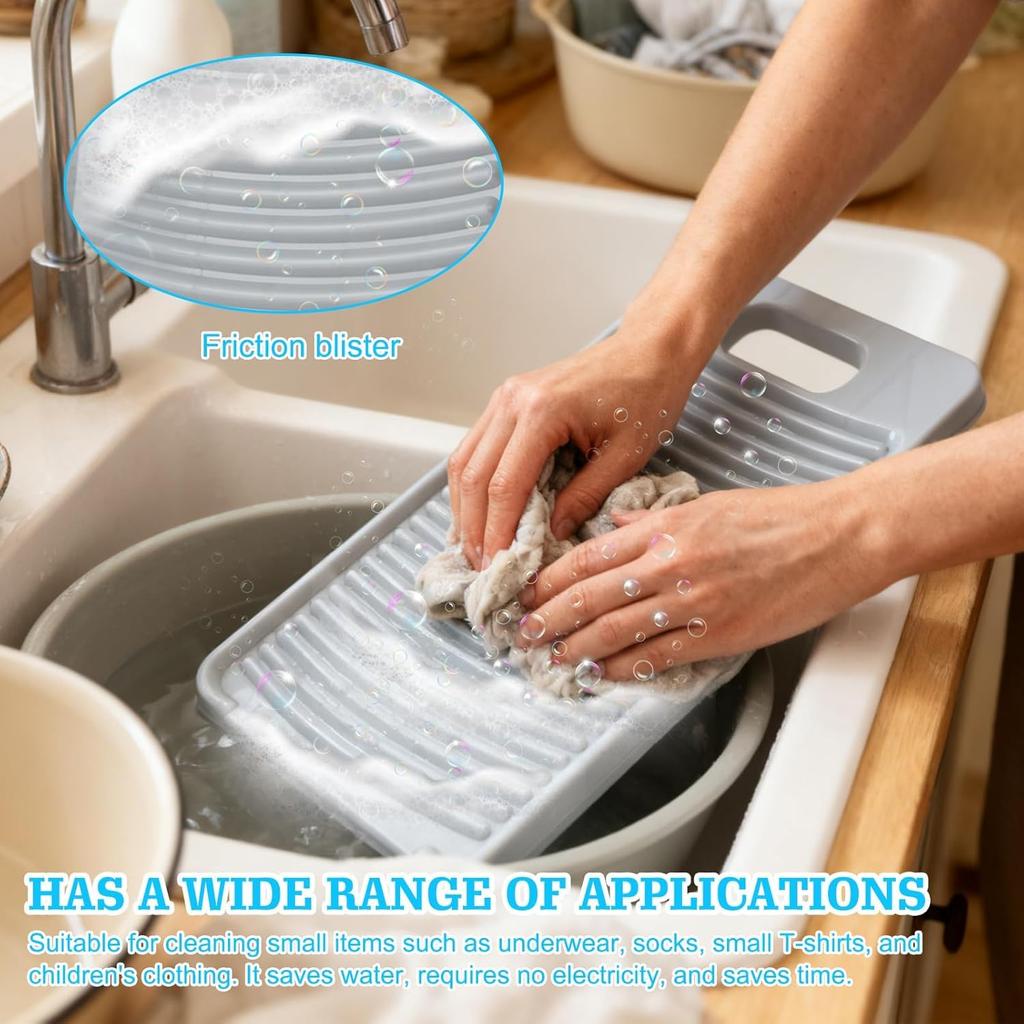 1PCS Gray Washboard,Non-Slip Laundry Washing Board,Washboard for Hand Washing Clothes,Suitable for Washing Clothes,Ideal for Homeowners,Campers and