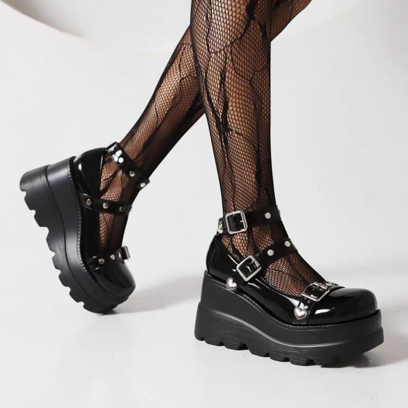 Fashion Women Ankle Boots 2025 New Wedge Ladies Boots Trend Luxury High Heel Platform Shoes Classic Belt Buckle Punk Lolita Shoes Women