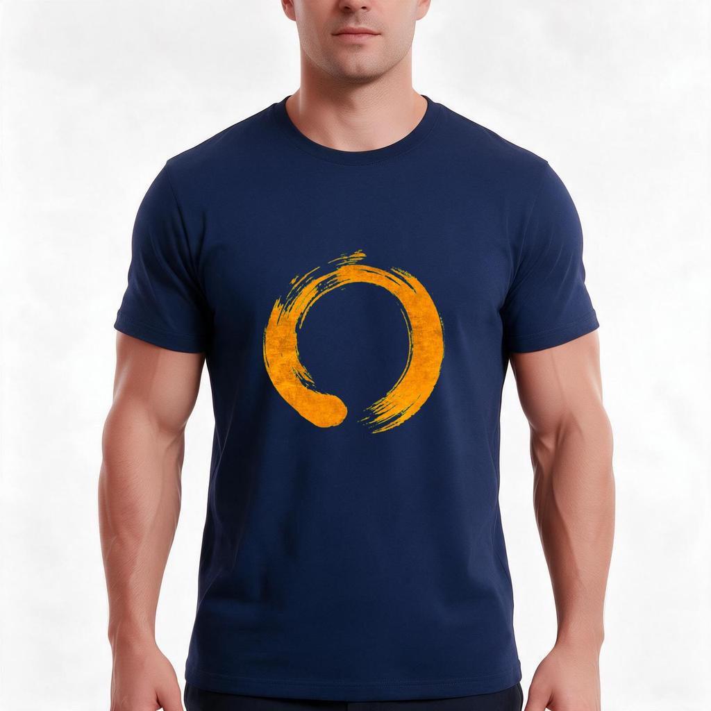 Classic Golden Enso Zen Circle Symbol Tshirt Summer Casual Cotton Tee Oversized Streetwear Tops Vintage Graphic Print