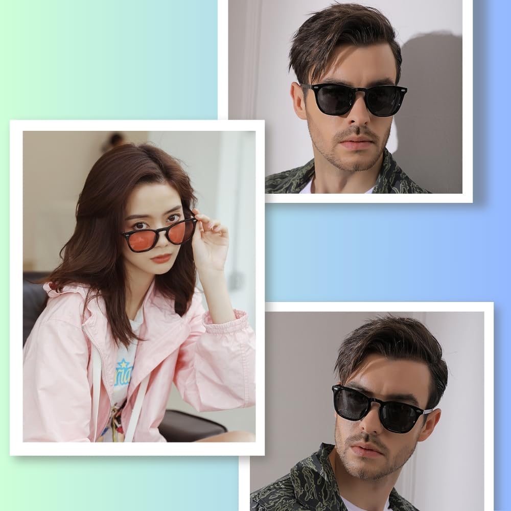 GetOn Men's Photochromic Polarized Sunglasses with Color-Changing Lenses, UV Protection, Lightweight TR Material, Asian Fit, Wellington Style, for