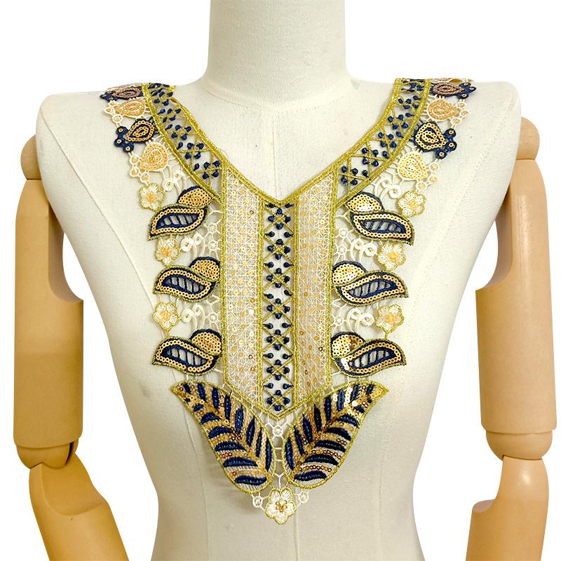 Color embroidered collar, beaded corsage, color embroidered fake collar, hollow collar, water-soluble lace cloth sticker.