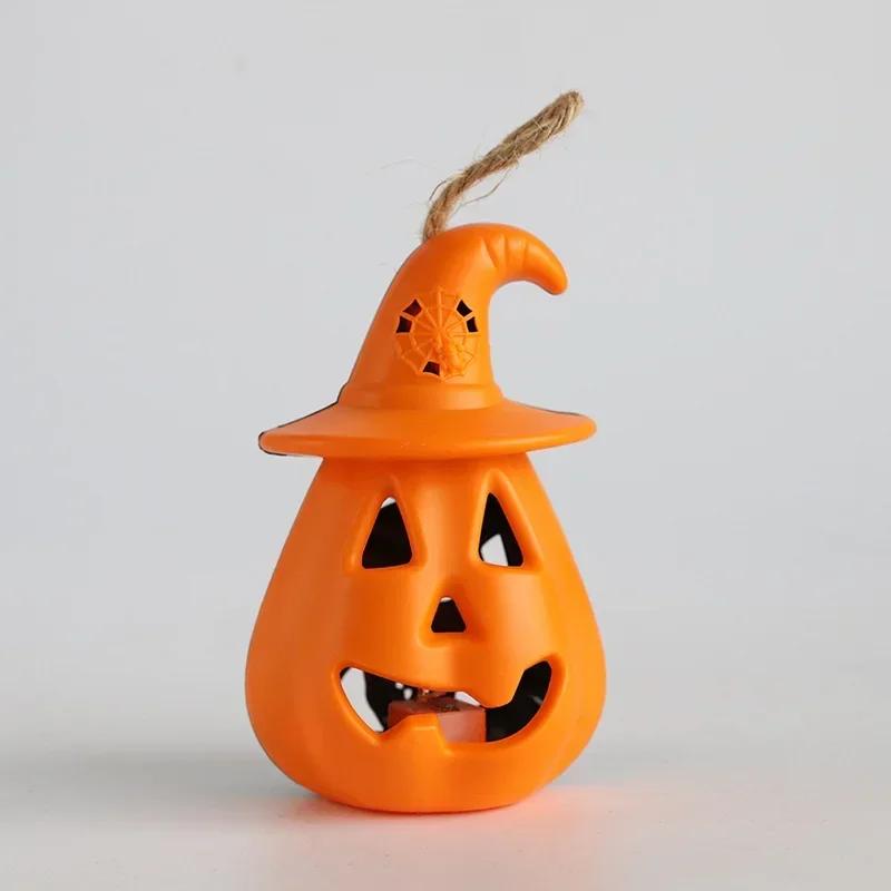 1× Halloween LED Pumpkin Lantern Witch Hat Hanging Light Skull Candle Lamp Night Light for Party Home Bar Scene Decoration Props