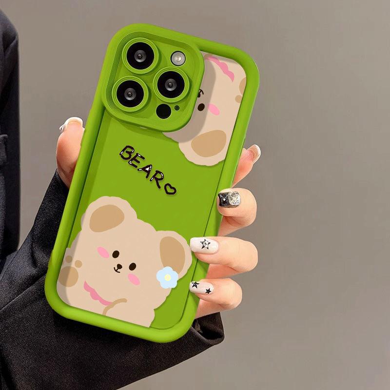 Flower bear for iPhone17PorMax mobile phone case 17 Apple 16 matte 14/15 cute soft case