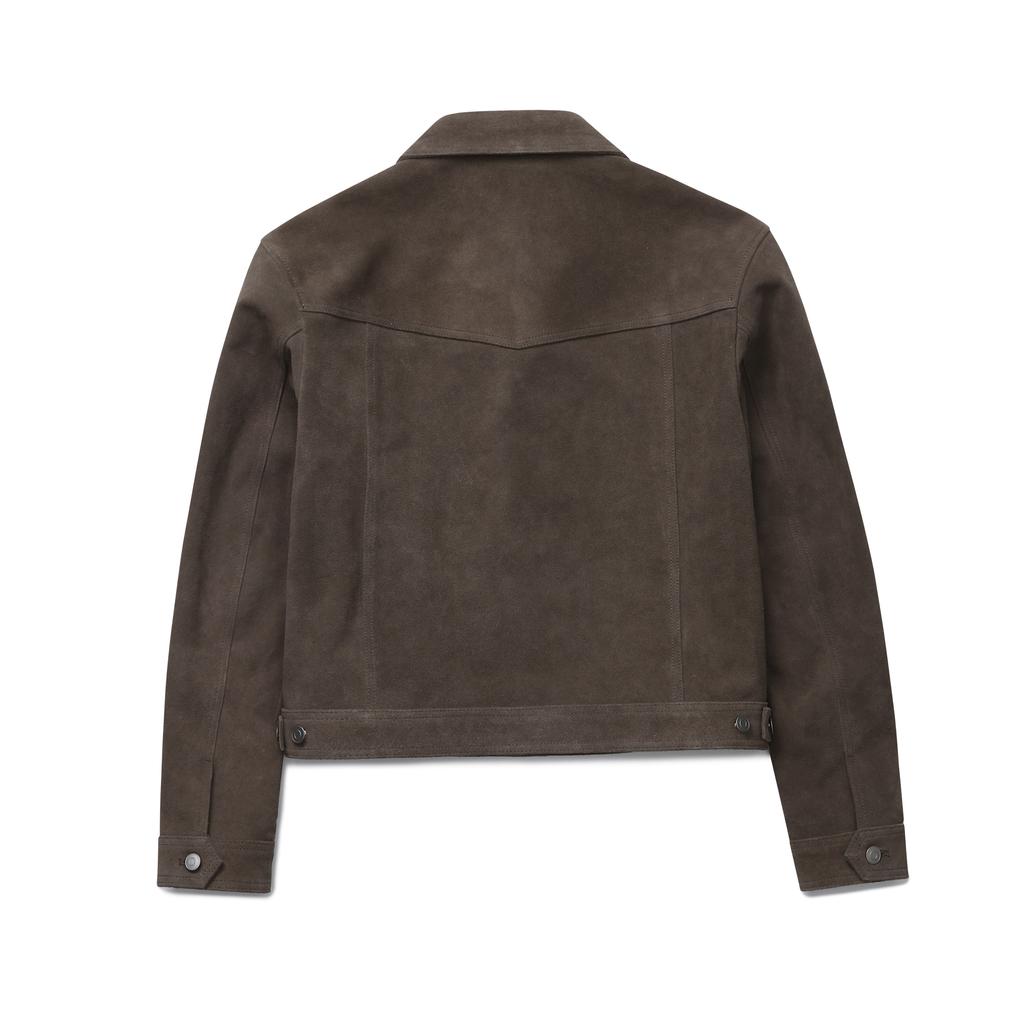 Connect Kinloch [Real Leather] Cow Suede Trucker Jacket (Ash Brown)
