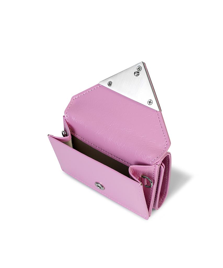 Fennec Crinkle Triangle Triple Wallet - Lilac Pink