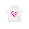 White T-Shirt With Pink Heart Print For Casual Wear