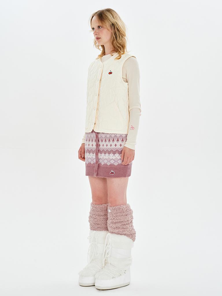 Kirsh Fair Isle Knit Mini Skirt [Salmon]