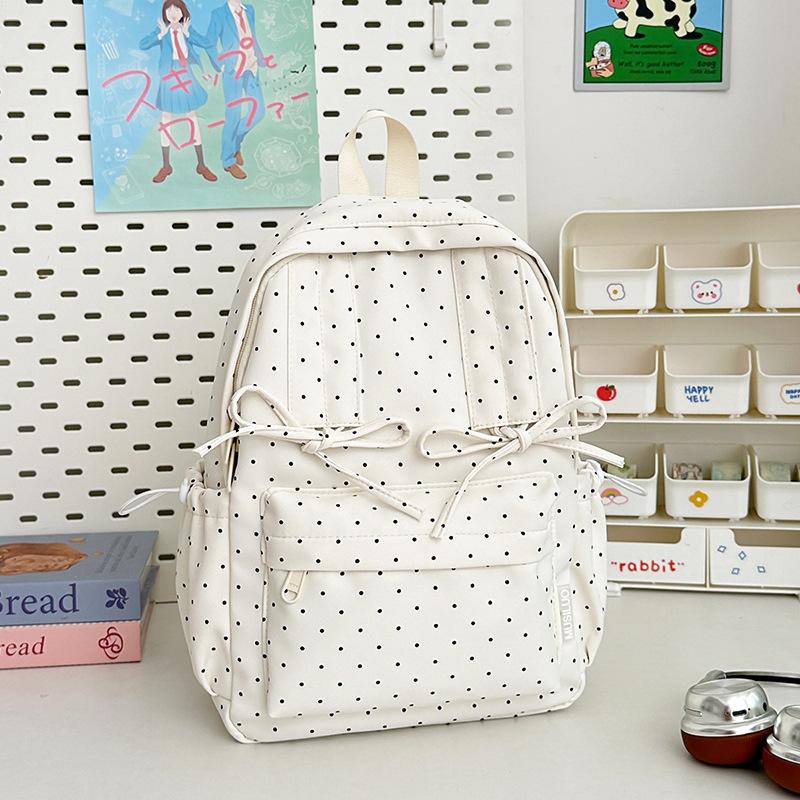 School bag summer new small fresh polka dot sweet girl travel mini backpack high value literary and art fan girls backpack