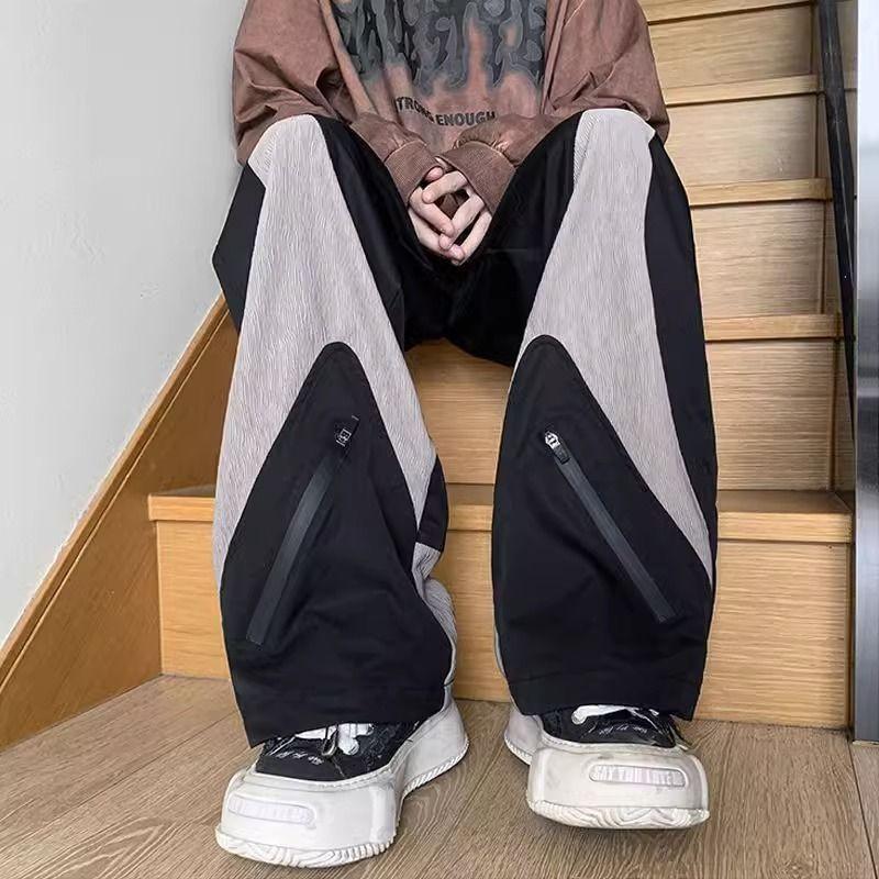 

Летние брюки больших размеров в стиле хай-стрит, пэчворк и колор-блок, широкие штанины для женщин, американский стиль, свободные повседневные брюки 2XL