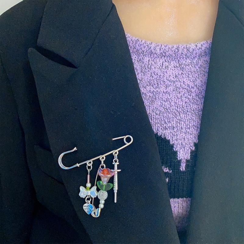 Fashion Bowknot Flower Brooch Cardigan Collar Brooch Clips Sweater Shawl Clips Waist Pants Extender Safety Pins