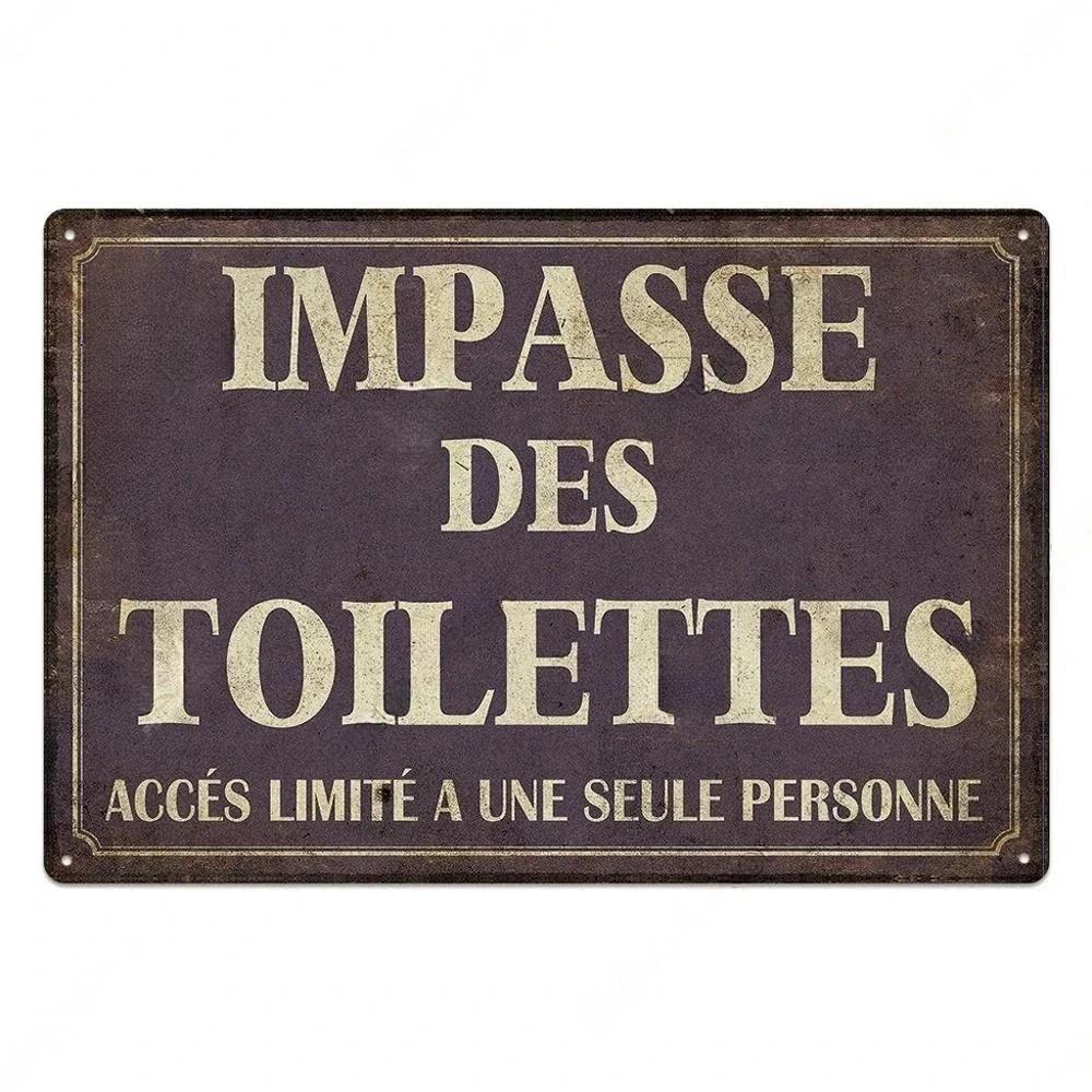 Placa de Metal Vintage Engraçada para Banheiro Lata Sinal Placa WC Lavatório Toilettes Arte de Parede Bar Clube Banheiro Lavatório Banheiro Decoração de Parede