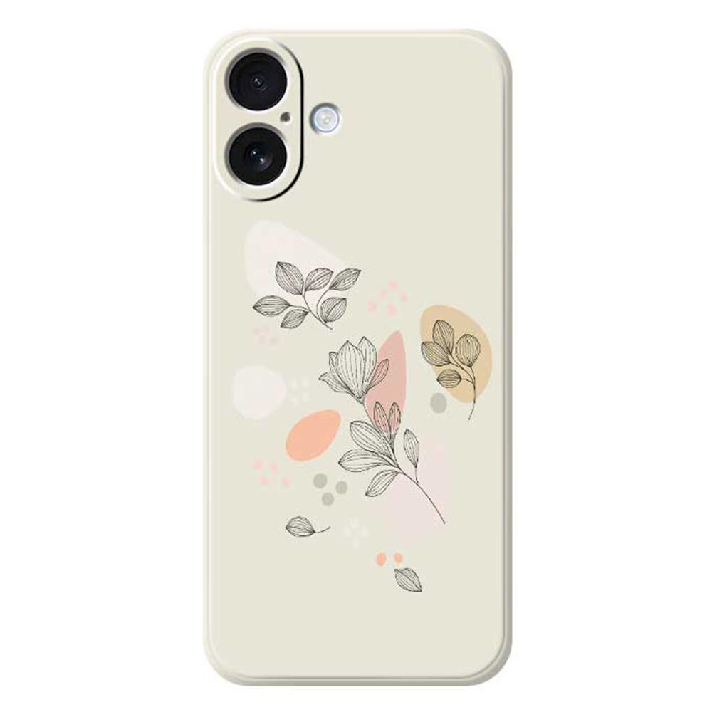 For iPhone 17 Case Sketch Leaves Pattern Printing Straight Edge TPU Phone Back Cover