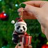 Christmas Panda Pendant: Acrylic Cartoon Panda for Tree or Car Decoration