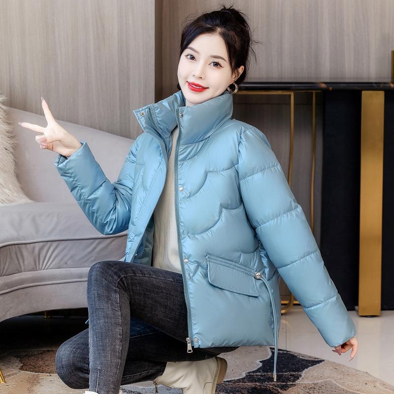 XL Glossy Down  Clothes for Women's Winter New Thickened Short  Jackets Loose Stand-up Collar Jackets