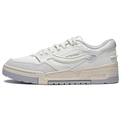 Li Ning 001 BTC Piele Sintetică Rezistentă la Alunecare Rezistentă la Abraziune Pantofi Skateboard Joasă pentru Bărbați Bej AGCT007-2
