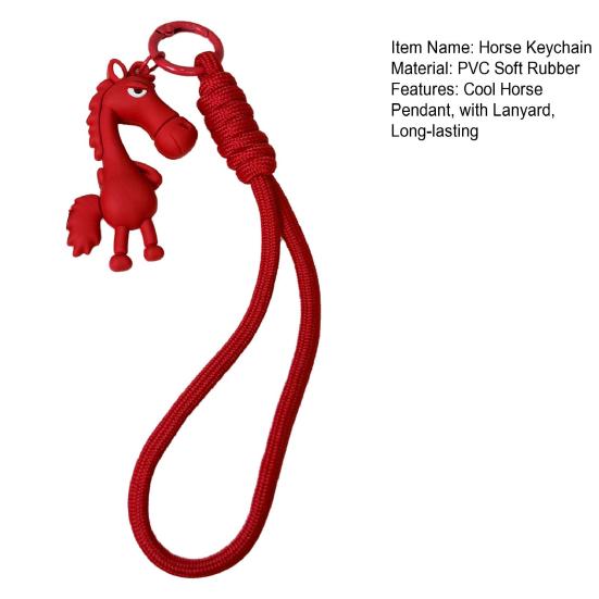Cooler Pferde-Anhänger Schlüsselanhänger Niedlicher Pferde-Schlüsselanhänger mit Lanyard Cartoon-Anhänger für Handtaschen Tier-Schlüsselanhänger Glücksbringer