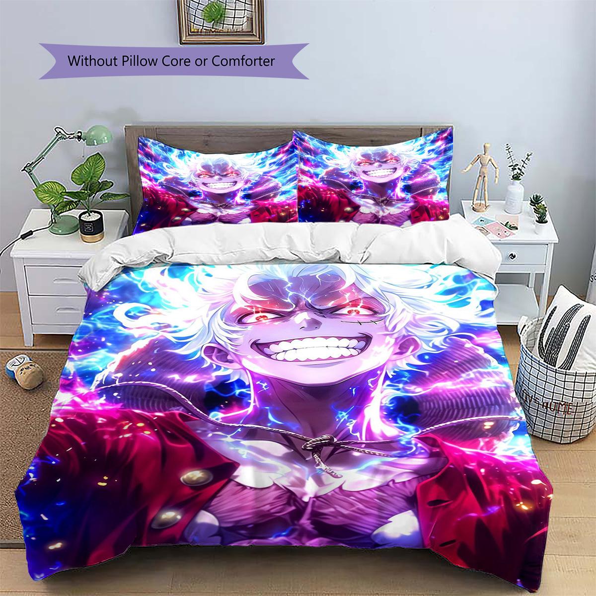 

Luffy Patterned Pillowcase & Duvet Cover Set Bedroom Daily Decorative Bedding Lovely Gift for Lovers.-TING 135x200cm