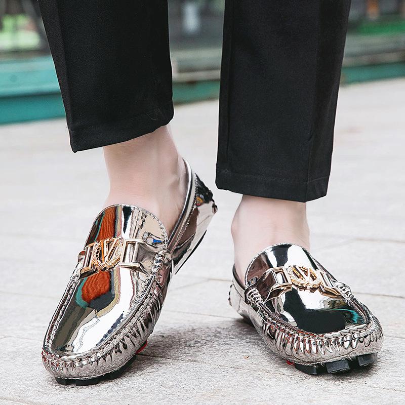 2025 Autumn Doudou Shoes Men's Glossy Men's Loafers Breathable Soft Sole British Casual Shoes Foreign Trade Large Size Leather Shoes
