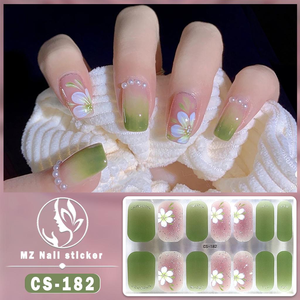 CS Waterproof No-Cure Gel Nail Wraps, Full Cover Japanese & Korean Style Heart Pattern Nail Stickers, Nail Patch Films
