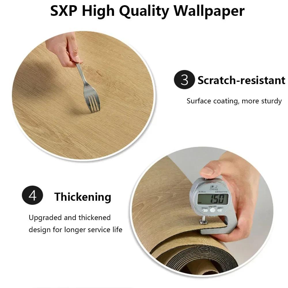 1PC 118.11x15.75inch Wood Grain Texture Self-adhesive Flooring Sticker Thick PVC Wallpaper Renovation Repair for Bedroom Cabinet