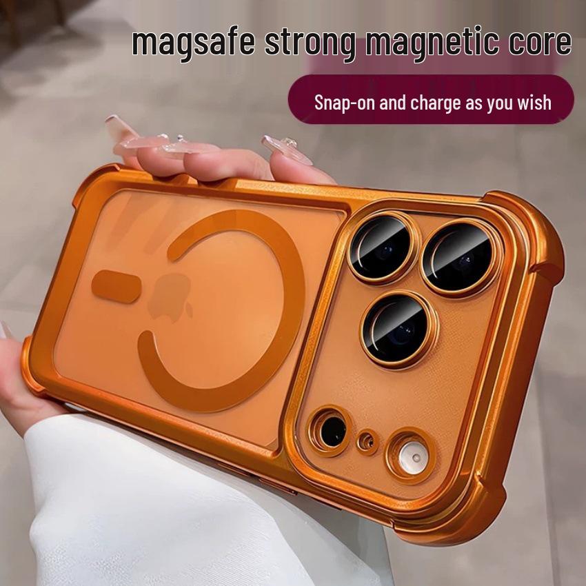 High-Quality Matte Magnetic Suction Airbag Case for iPhone 17 PRO, 16, 15 - Full Coverage, Anti-Drop Protection.