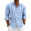 Men's Linen Washed And Creased Long-sleeved Shirt - Breathable Shirt