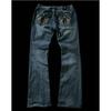 RogueWave American Vintage Y2K Rhinestone Wing Embroidered Jeans Womens Blue Low Rise Flared Denim Pants with Studded Pockets Streetwear