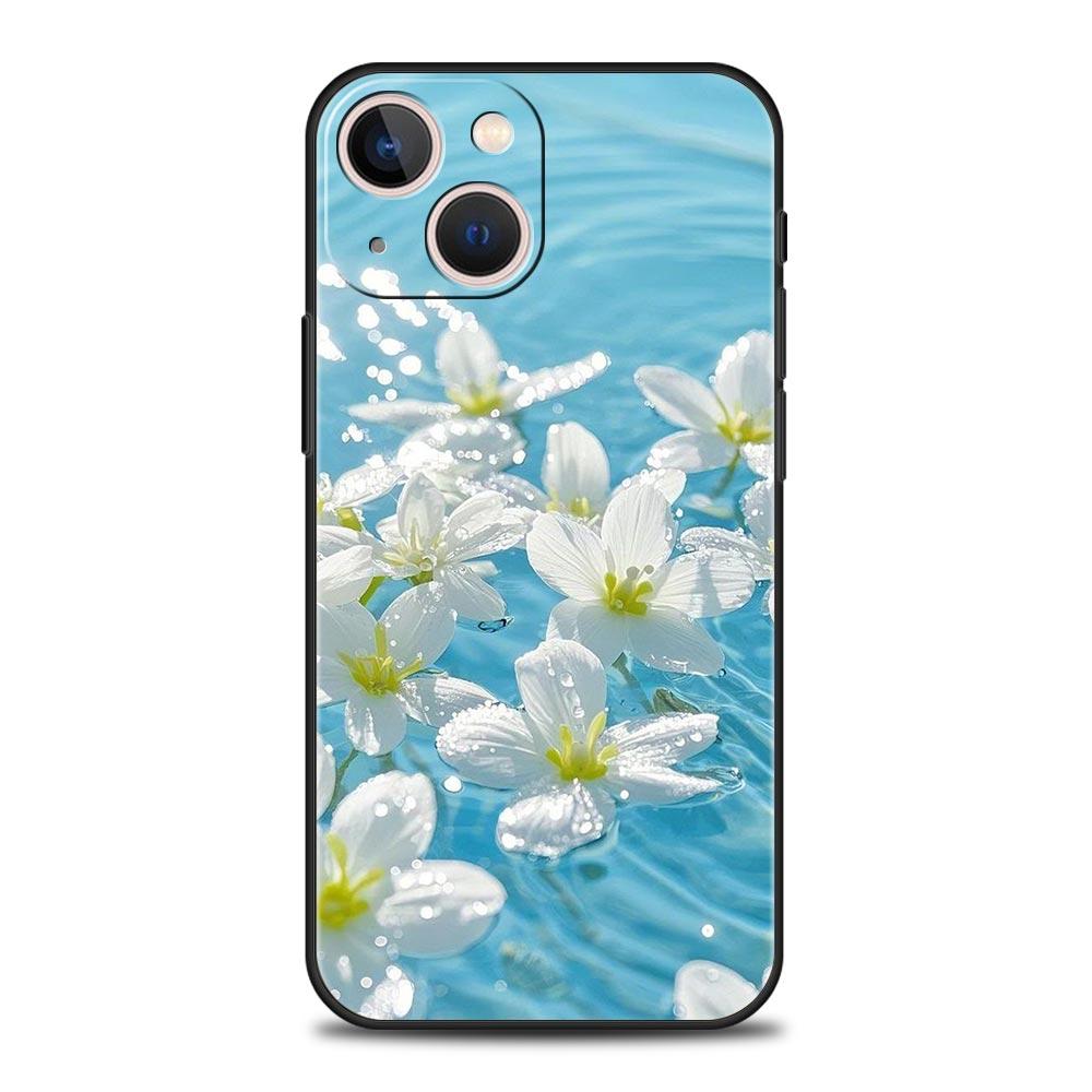 Phone Case For iPhone 17 16e 15 14 13 12 11 Pro Max SE 7 8 Plus Shell iPhone 16 Soft TPU Cover Soft Pale Little Flower