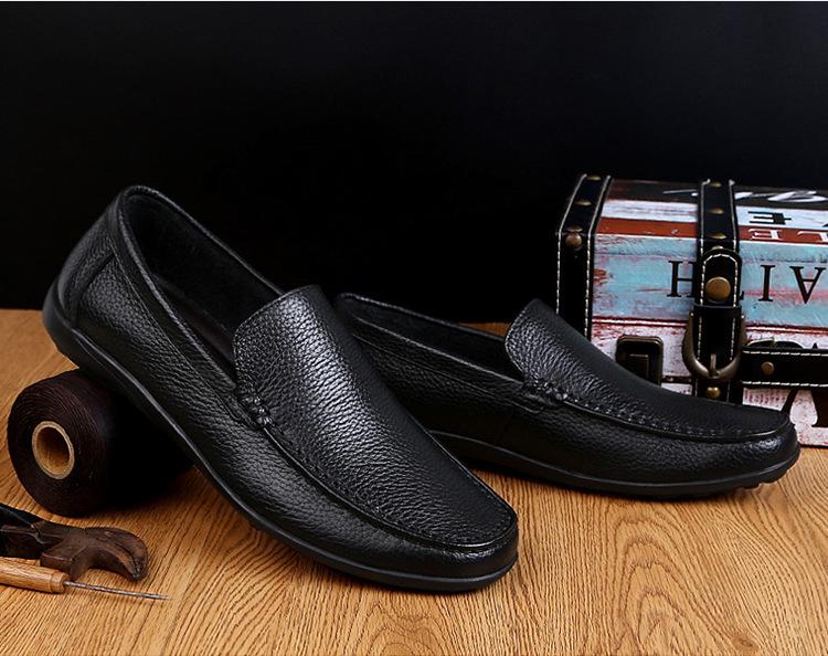 Men's Leather Shoes: Business, Casual, Large Sizes, Driving Loafers, Versatile Dad Moccasins.