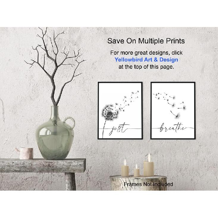 Just Breathe Poster Set 11x14 - Positive Quotes Wall Decor - Encouragement Gifts for Women - pirational Quotes Wall Art & Decor - Uplifting Gift for