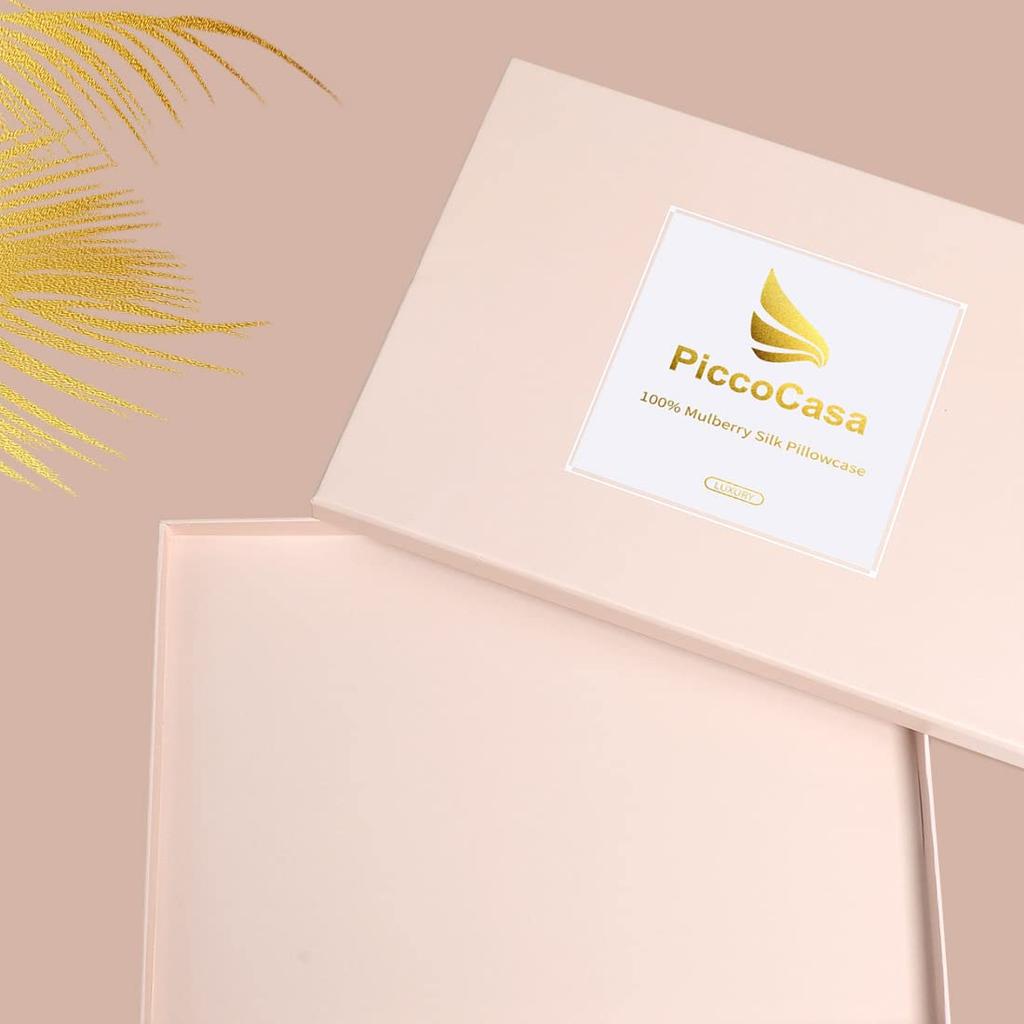 PiccoCasa Silk Pillowcase for Hair and 600 Thread on Each Silk Pillowcase with 80x80cm Skin, Count, 22" Side, "Momme" Zipper, Gray,