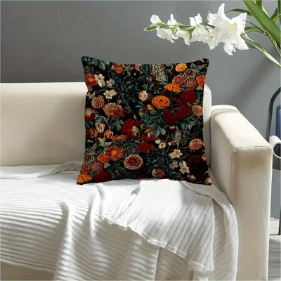 1pc, Botanical Floral Print Polyester Short Plush Pillowcase, Size 44.96x44.96 Cm, Modern Style, Home Car Room Decor, Sofa Decorative Pillow Cover, Pi