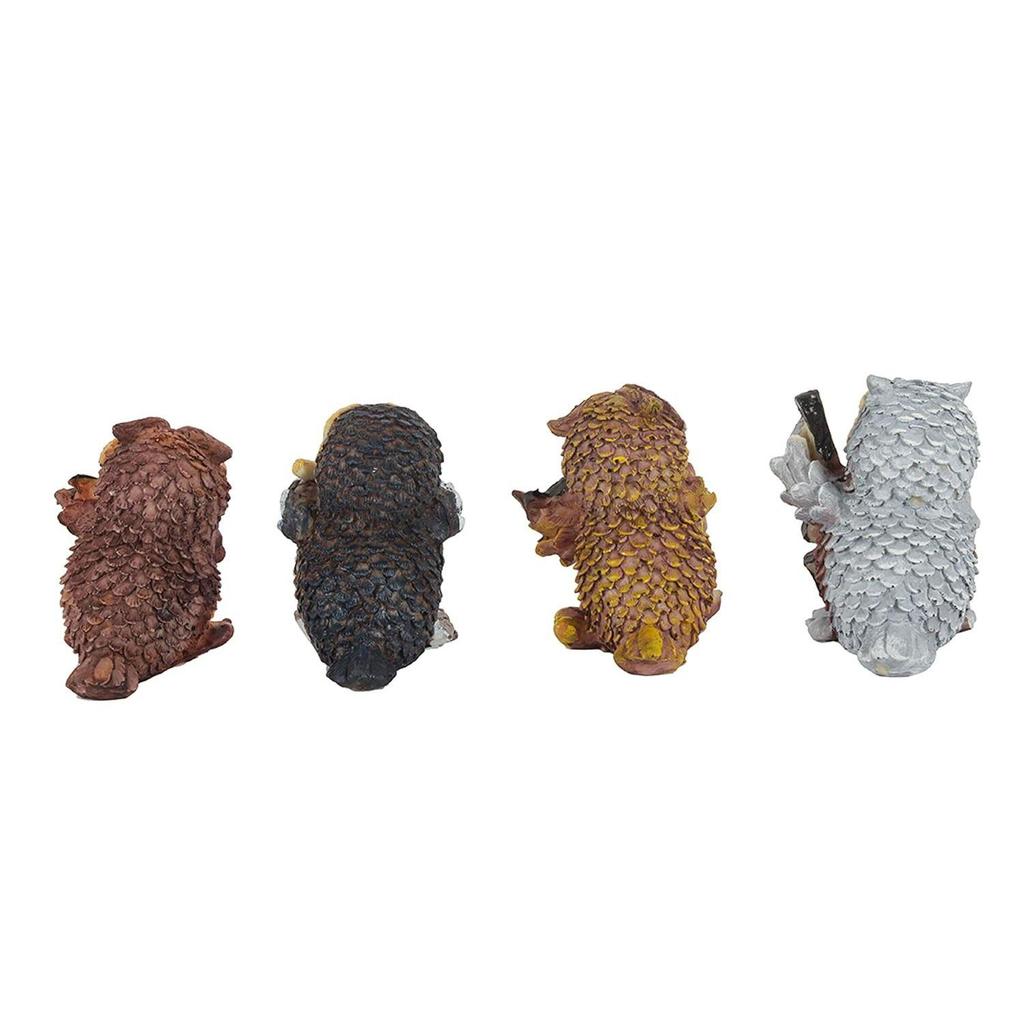 Set mit 4 Eulen, die Musikinstrumente spielen. Schaustückfiguren, Gartenstatuen, Dekorationsartikel für die Dekoration zu Hause und im Freien (Multicolor)