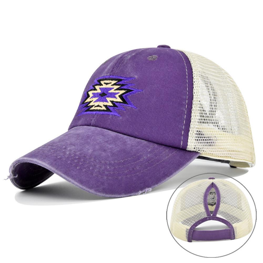 

Cap Baseball Threedimensional Embroidered Duckbill Cap Crossed Ponytail Cap фиолетовый