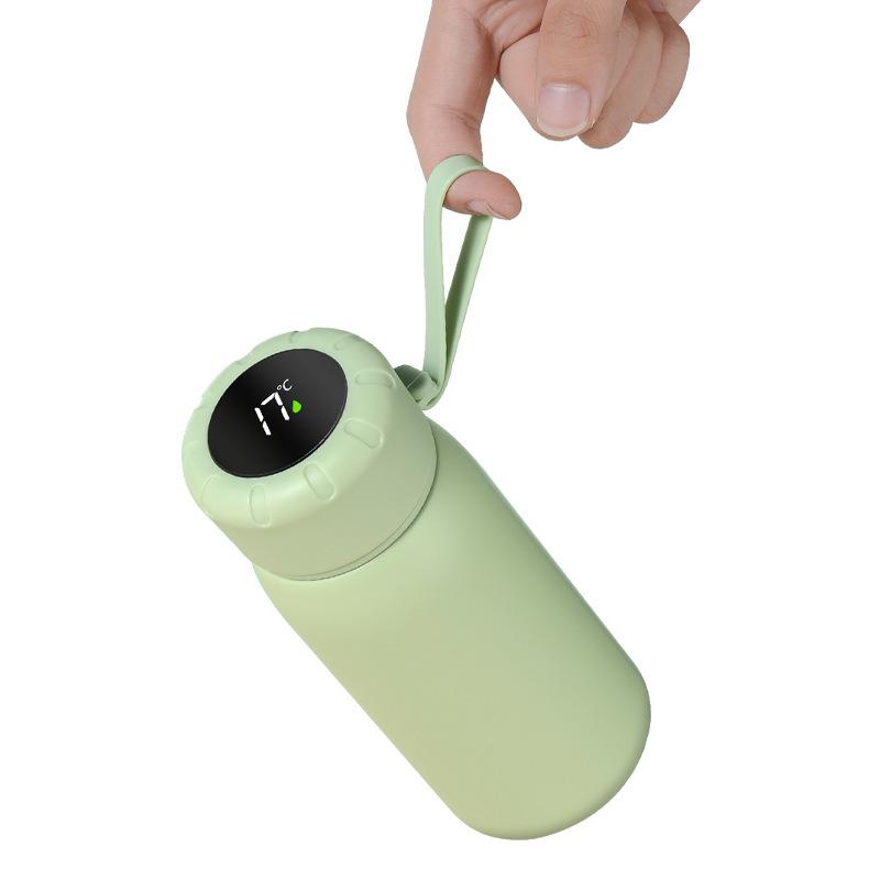 400ml Smart 316 Stainless Steel Insulated Water Bottle, Temperature Display Flask with Cute Strap