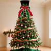 Christmas Tree Topper Whimsical Bow Hat Decoration Check Bows Xmas Ornament Winter Holidays Home Decor Fits Most Trees Festive Gift