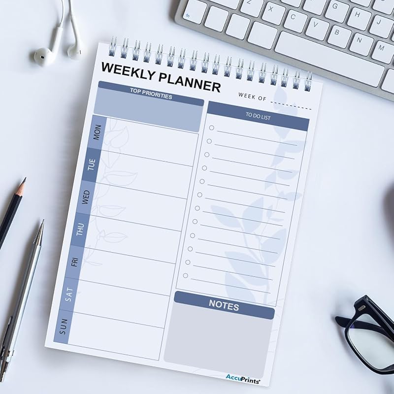 Accuprints A5 To Do List Notepad - Daily Planner Undated 50 Sheets/100 Pages Tear Off, 5.8"" X 8.2"" | Planning Memo Pad