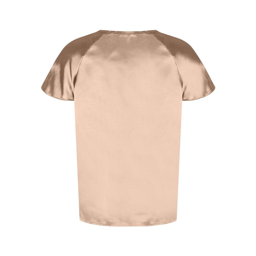 Women's Casual Elegant Satin Pleated Color Loose Peplum Top Women Detail Asymmetric Collar Shirt