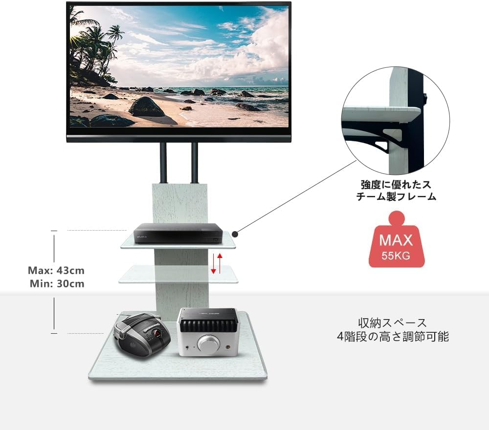 TV TV with Hidden with Compatible with Load Capacity VESA Standard Height for Home TV High Space TV Storage Corner Stand, Stand, Casters,