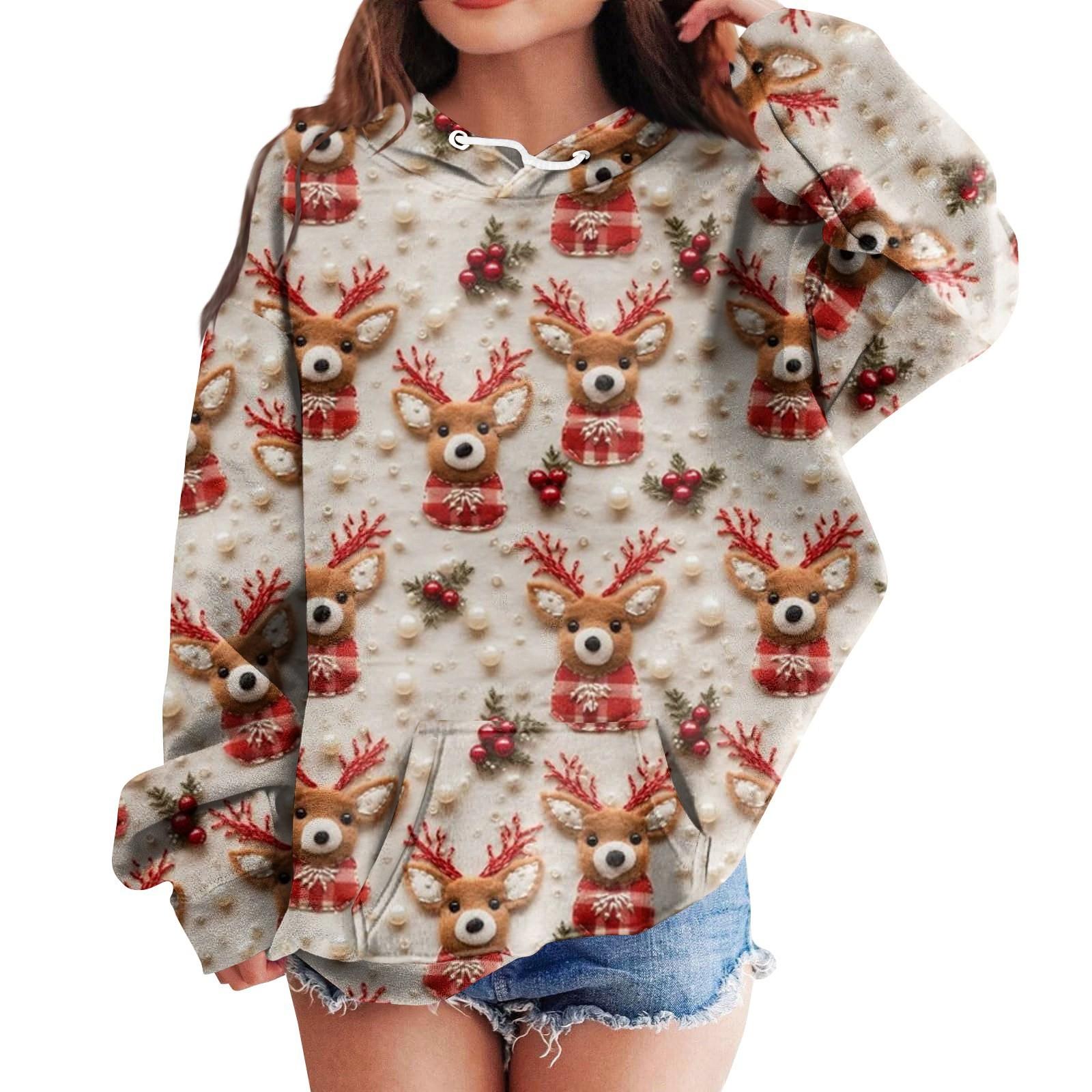 

Детские толстовки с капюшоном, свободные рождественские принты, спортивная рубашка с капюшоном, модная спортивная рубашка 160