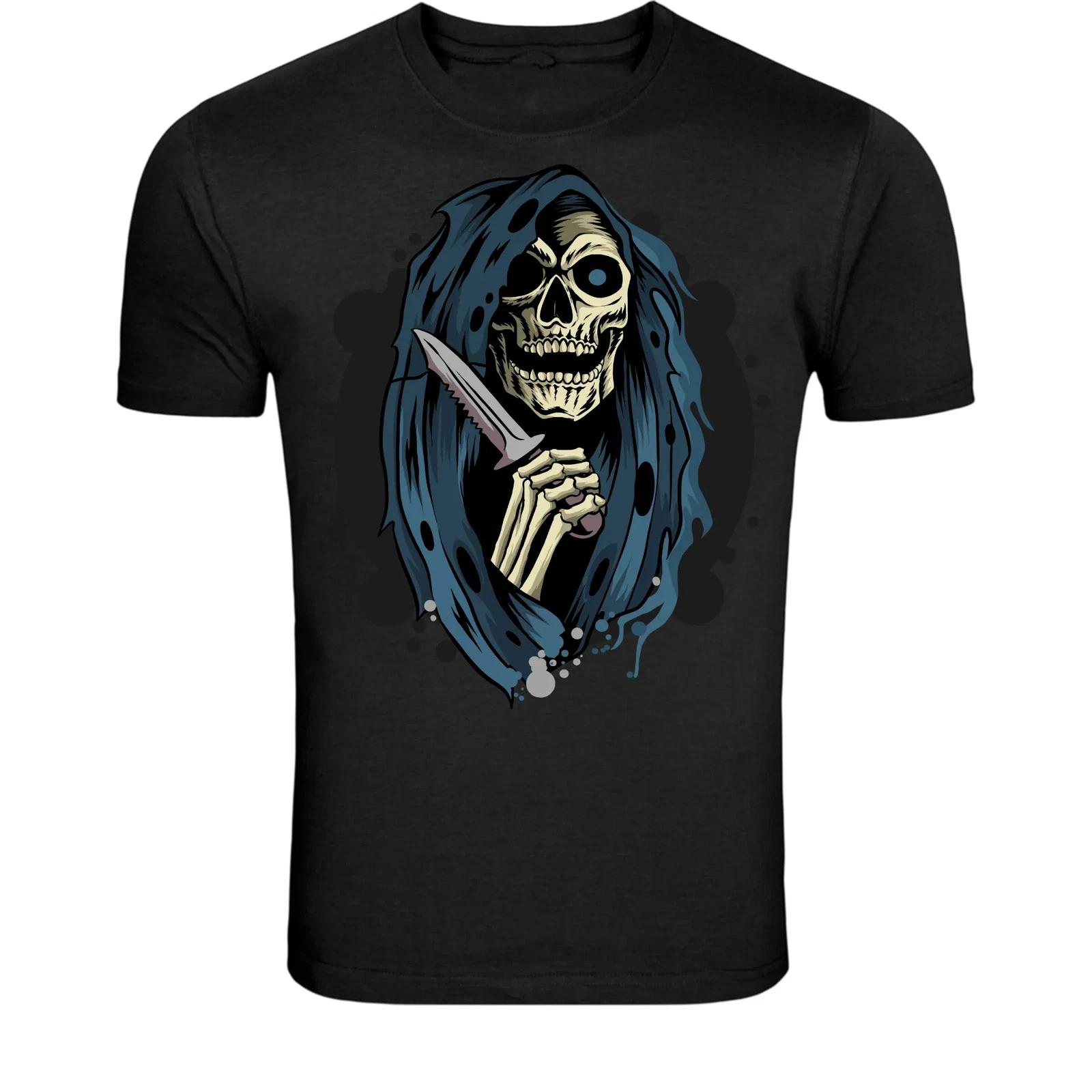 Grim Reaper Knife T-Shirt - Dark Death Graphic Tee S