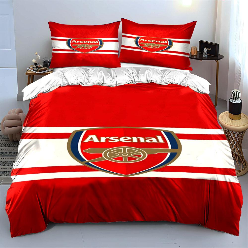 Arsenal-Logo und Streifen. Bettwäsche-Sets Bettbezug-Sets Bettbezüge Kissenbezüge(1*Bettbezug 2*Kissenbezüge ohne Bettdecke)