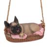 Garden Dog Statue Outdoor Resin Swing Ornament Hanging Decoration Home Bulldog Animal Gift Gray