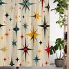 Vintage Star Print Shower Curtain - Colorful Artistic Design, Machine Washable Polyester,  Ideal for Bathroom & Windows