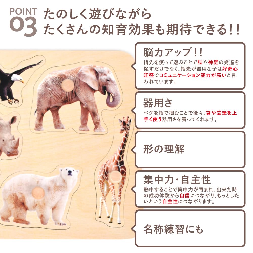 Classic World Safari Peg Puzzle, Wooden Shape-Matching Puzzle, Wooden Toy for Girls and Boys, Ages 1 and 2, Toddlers, Babies, Baby Gift, Birthday