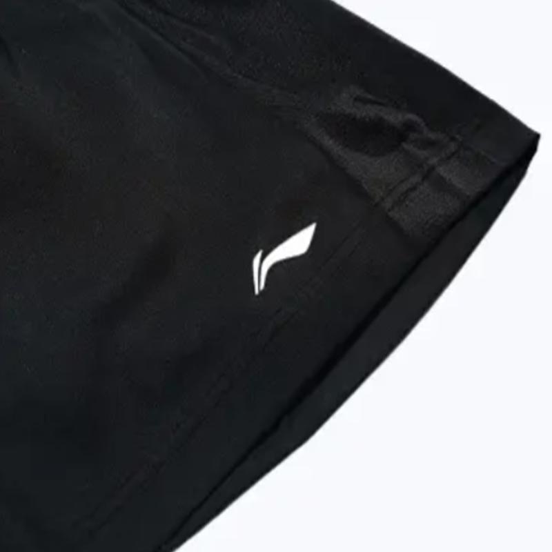 Li-Ning Summer Mens Comfortable Versatile Simple Round Neck Pullover Breathable Skin-Friendly Casual Sports Suit Unisex suit Black AHSVE27-1+YATV113-1